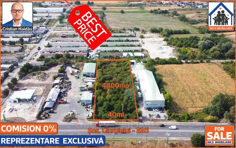 Jilava, Sos. Giurgiului, E85, teren 4967 mp, intravilan, utilitati.