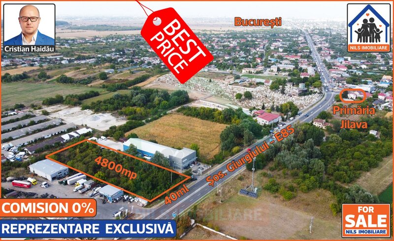 Jilava, Sos. Giurgiului, E85, teren 4967 mp, intravilan, utilitati.